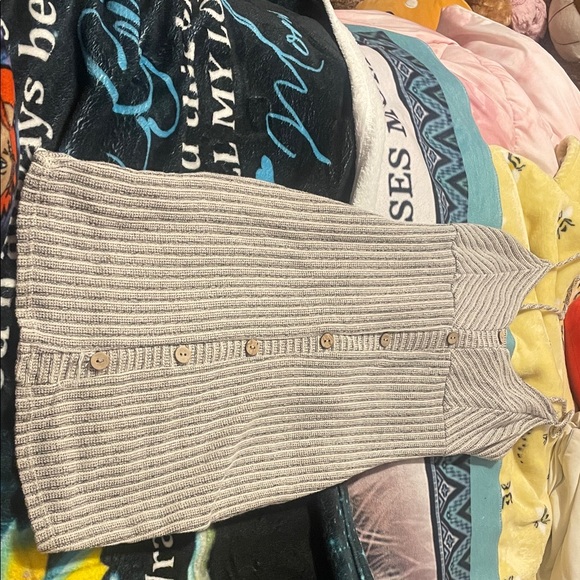 Gray Ribbed Button-Down Dress - Picture 2 of 3